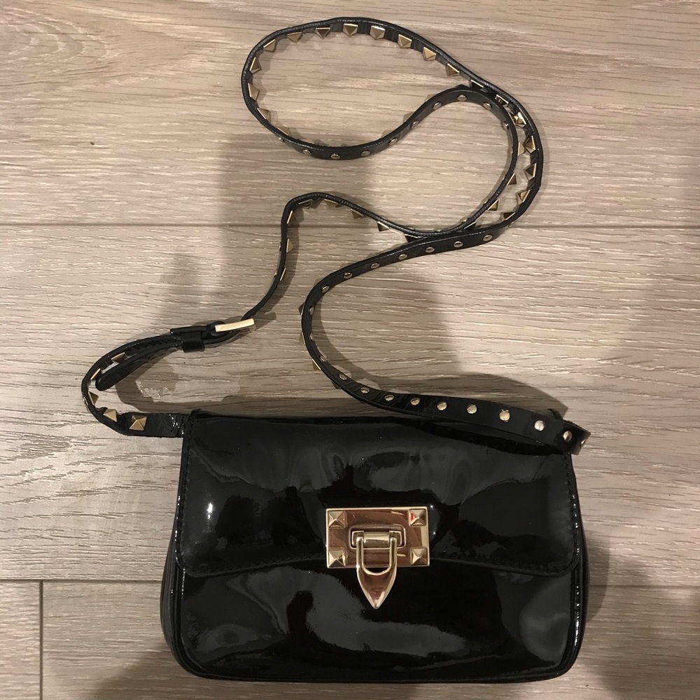 Authentic Valentino Patent Stud Cross Body Bag